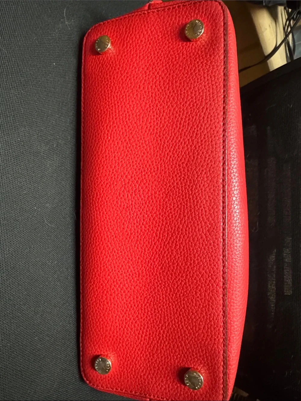 Michael Kors Bright Red Leather Tote with Belt Accent